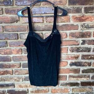 Coldwater Creek Vintage Y2k Black Slinky Liquid Knit Beaded Tank Top Women's XL